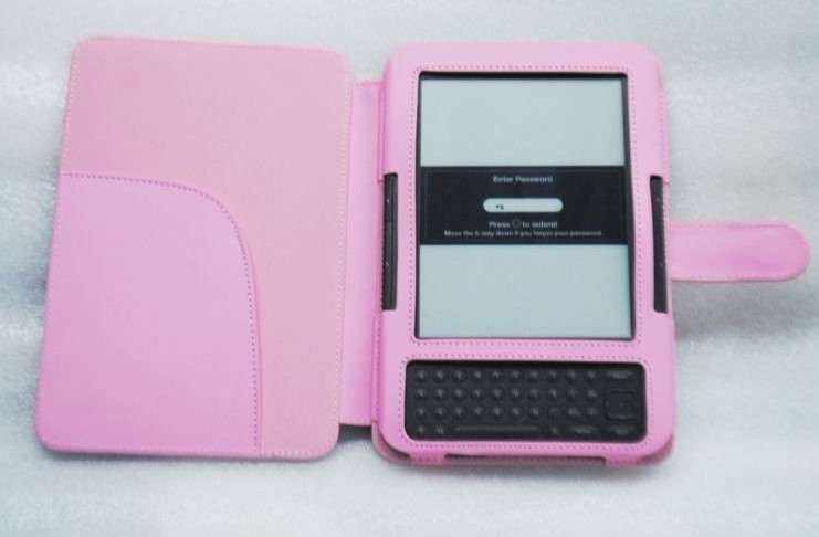 PU Leather Cover Case for Amazon Kindle 3 WiFi 3G Kindle e-book Reader + Screen Protector Pink