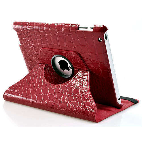 360 Rotating Stand Crocodile Leather Magnetic Smart Case Cover For iPad 2 Dark Red