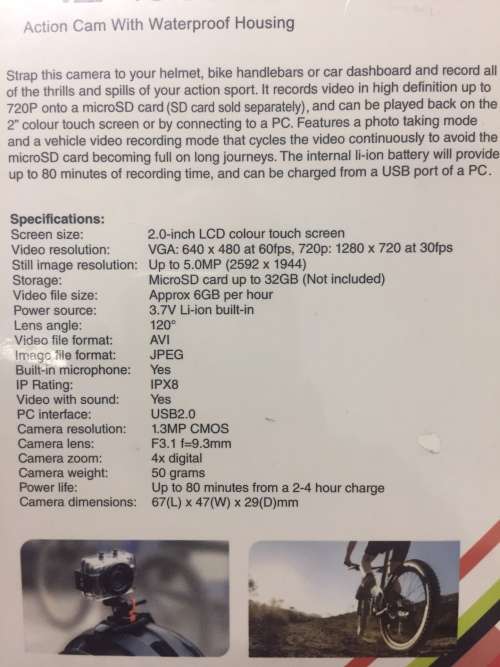 BRAND NEW VERSSED 720p HD Action Cam