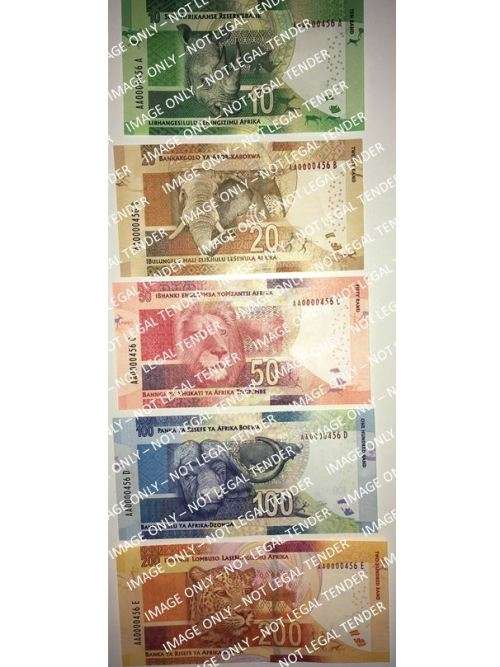 L Kganyago | 1st Issue | Set of AA#456 Series Mandela UNC Notes with Identical Serial Numbers |