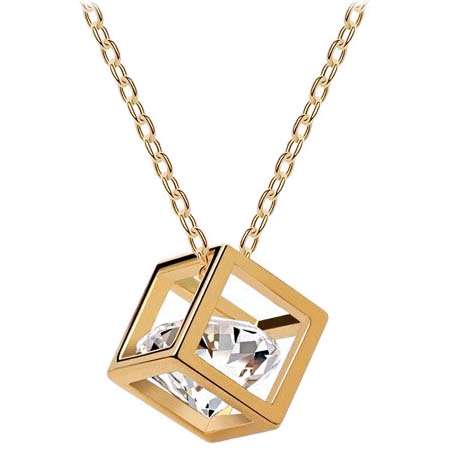 Crystal Gold Cube Pendant