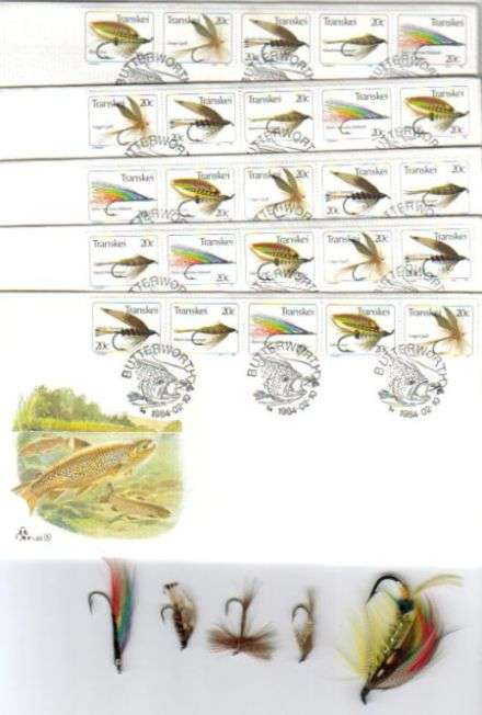 LOOK at the flies!! 1982 FULL SET OF FDC'S (1.25) &RESPECTIVE  FISHING FLIES AS PER SCAN