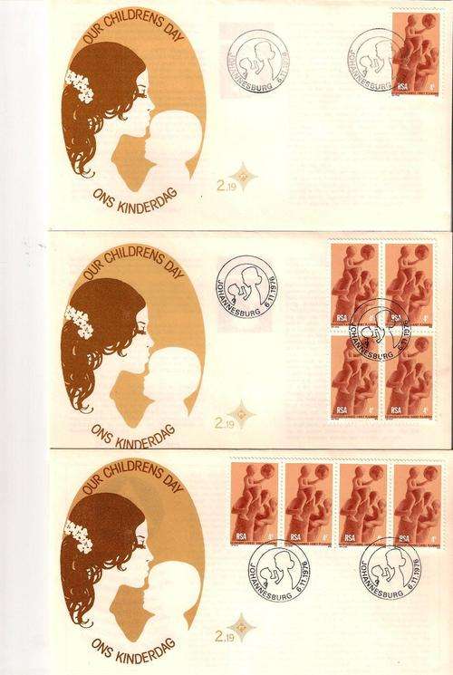 FDC 2.7 WITH 2 VARIETIES. OUR CHILDRENS DAY  AS PER SCAN. BLOC & STRIP OF 4 WITH FD DATE STAMP. CLEA