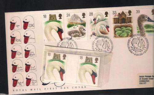 GB SWANS 93 FDC & FULL SET OF GUTTER PAIRS - TOP CONDITION AS PER SCAN