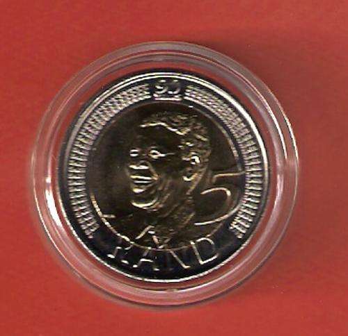 MANDELA UNCIRCULATED 2008 BIRTHDAY R5 IN PLASTIC CAPSULE AS PER SCAN