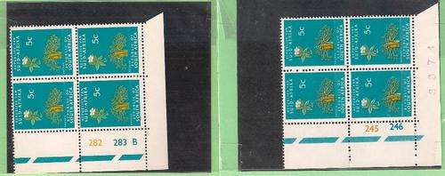RSA 1967 -71 5c definitives blocks of um cyl 245-246 & 282-283 B as per scan