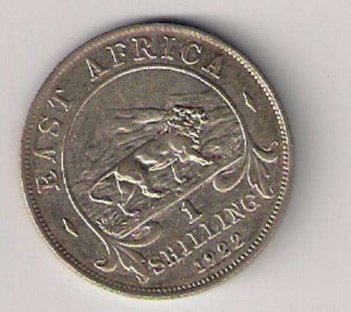 1922 EAST AFRICA 1 SHILLING. CIRCULATED AS PER SCAN