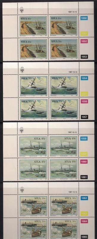 FULL SET OF CONTROL BLOCKS OF 4  SHIPWRECKS  - MINT CONDITION. SACC 498-501  AS PER SCAN