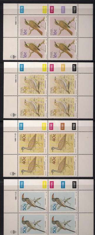 FULL SET OF CONTROL BLOCKS OF 4  BIRDS  - MINT CONDITION. SACC 514-517  AS PER SCAN