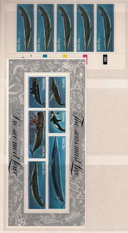 FULL SET OF  6 CONTROL BLKS OF 4 WHALES & MINI SHEET  - MINT CONDITION. SACC 347-352  AS PER 3 SCANS