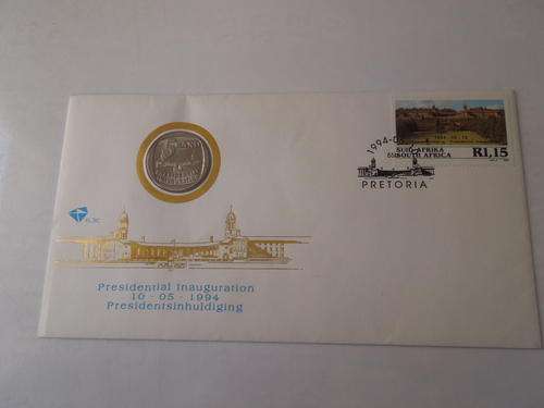 1994 INAUGURATION R5 ( CIRCULATED ) COIN IN FDC 6.3C