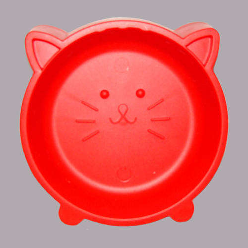 Cat Shaped Food or Water Bowl - Red (13cm)