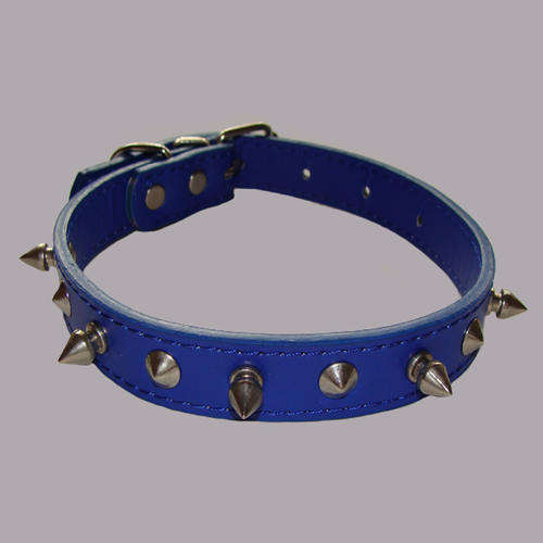 Fido Dog Collar with Spike Shape Studs - Blue (44cm) For Medium Dog