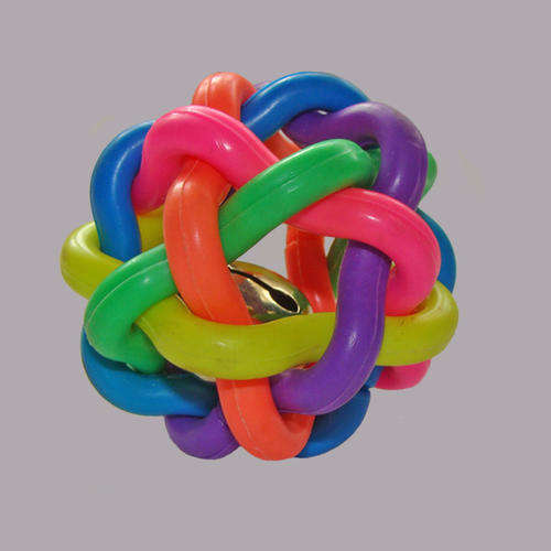 Multi-Colour fun ball with bell in center - For small dogs
