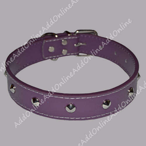 Fido Dog Collar with Semi Spike Shape Studs - Purple (56cm) For Large Dogs