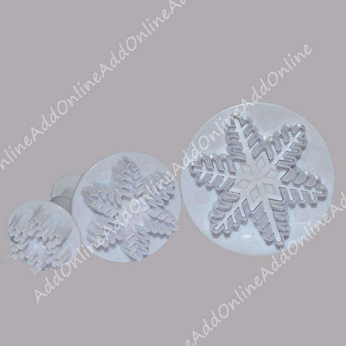 Snowflake Plunger Cutters for Fondant and Petal paste - Set of 3