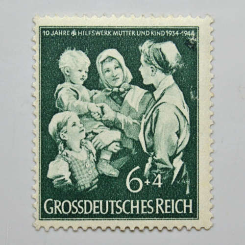 German Grossdeutsches Reich 1944 Charity Stamps - Mother and Child 6+4Pfg - Green