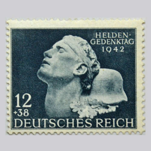 German Deutsches Reich 1942 Hero Memorial Day 12+38Pfg - Bluish black