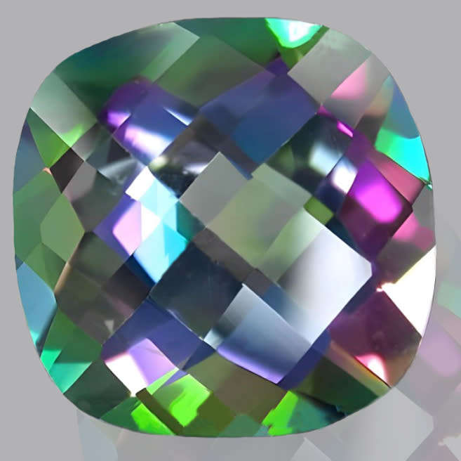 Topaz Mystic 1.50ct Multi Colour, Checker Cushion, Gemstone
