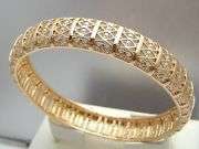 9ct Yellow Gold GF 60mm Large Greece Rococo Filigree Solid Bangle Bracelet