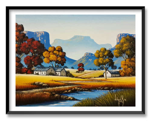 RIVERSIDE - AN ORIGINAL NICKY VAN RENSBURG PAINTING 450 x 350 MM (Value R 3950)