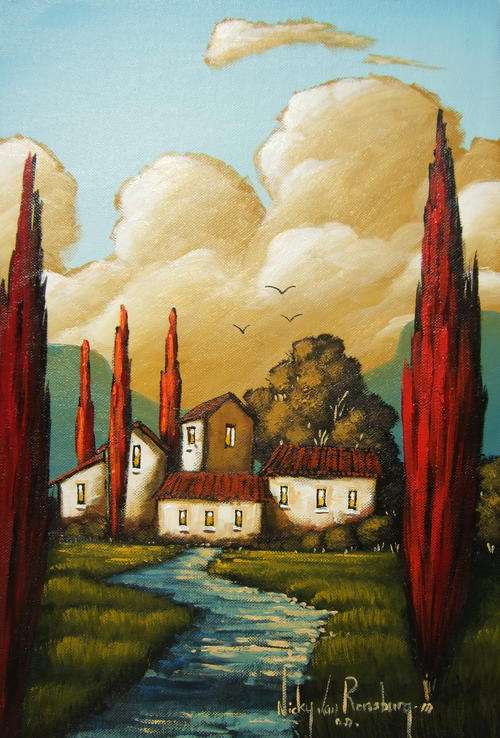 Going Home.ORIGINAL PAINTING BY NICKY VAN RENSBURG.VALUE R3400 450X300MM.