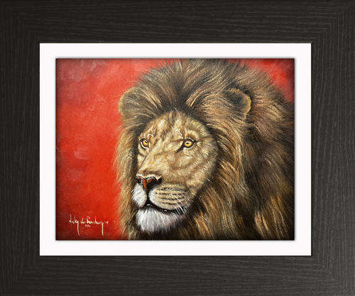 Lion - AN ORIGINAL NICKY VAN RENSBURG PAINTING 450 x 350 MM (Value R 3900)
