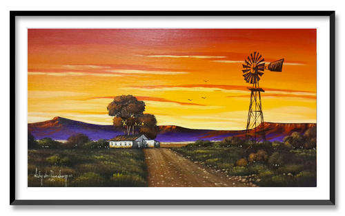 Windmill - AN ORIGINAL NICKY VAN RENSBURG PAINTING 600 x 330 MM (Value R 4200)