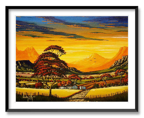 YELLOW SKY - AN ORIGINAL NICKY VAN RENSBURG PAINTING 400 x 300 MM (Value R 4500)