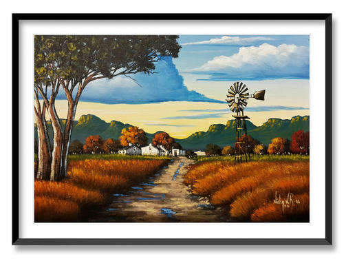 WINDMILL - AN ORIGINAL NICKY VAN RENSBURG PAINTING 590 x 400 MM (Value R 5500)