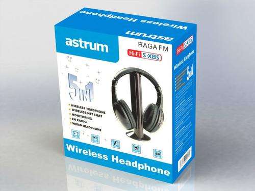 Astrum Wireless Headphone with mic, monitor,line in,FM,wired headset function, batteries included. R