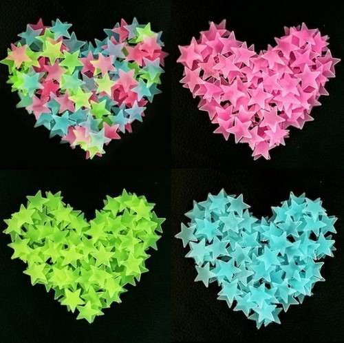 100pcs LumInous Wall Stickers - Glow In The Dark Stars