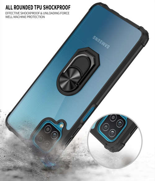 Samsung Galaxy A12 Anti-Fall Transparent Phone Case With Car Stand