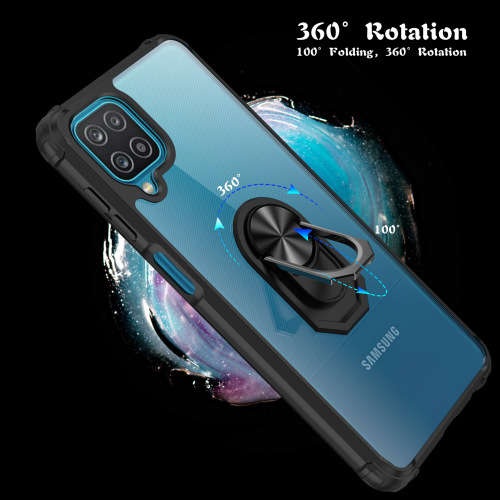 Samsung Galaxy A12 Anti-Fall Transparent Phone Case With Car Stand