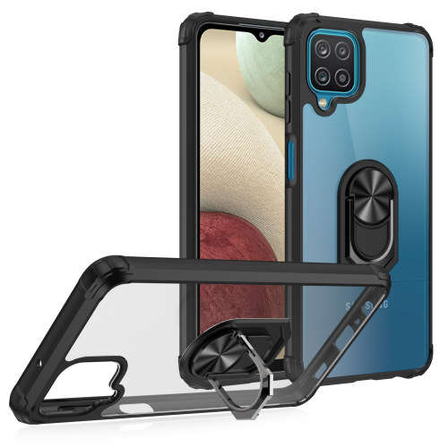 Samsung Galaxy A12 Anti-Fall Transparent Phone Case With Car Stand