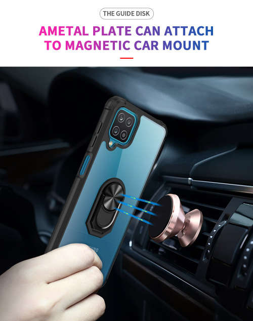 Samsung Galaxy A12 Anti-Fall Transparent Phone Case With Car Stand