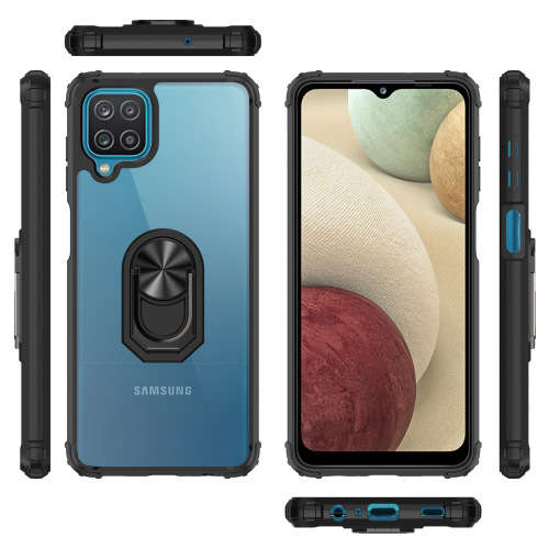 Samsung Galaxy A12 Anti-Fall Transparent Phone Case With Car Stand