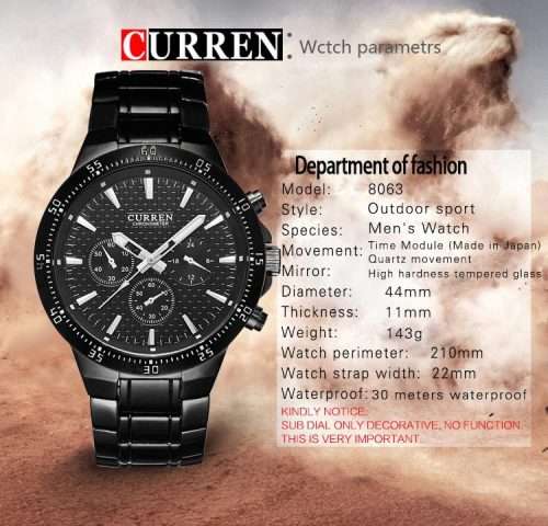 Curren 8063 Stainless Steel Business Watch
