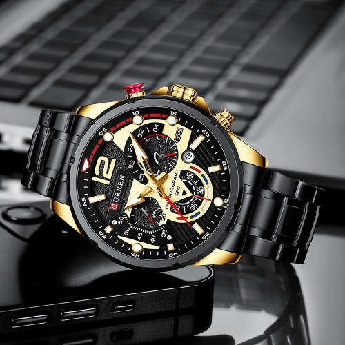 CURREN 8395 SIX PIN BAND BLACK MEN`S WATCH