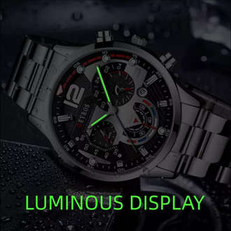 DEYROS Luxury Men`s Stainless Steel Watch - Black with Silver