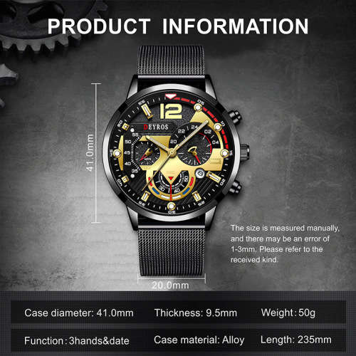 Mens Luxury Watch Mesh Belt Quartz