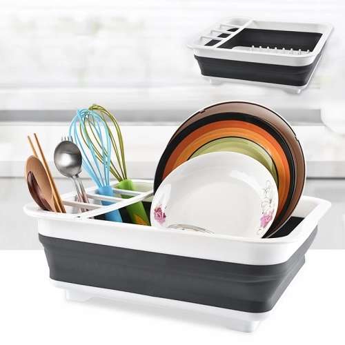 Kitchen Collapsible Dish Drainer Drying Rack Folding Tableware Holder Drain Telescopic Storage Sink