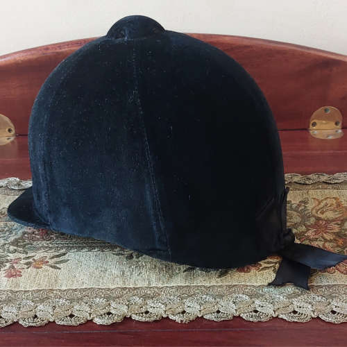 Vintage Black Velvet Horse Riding Helmet