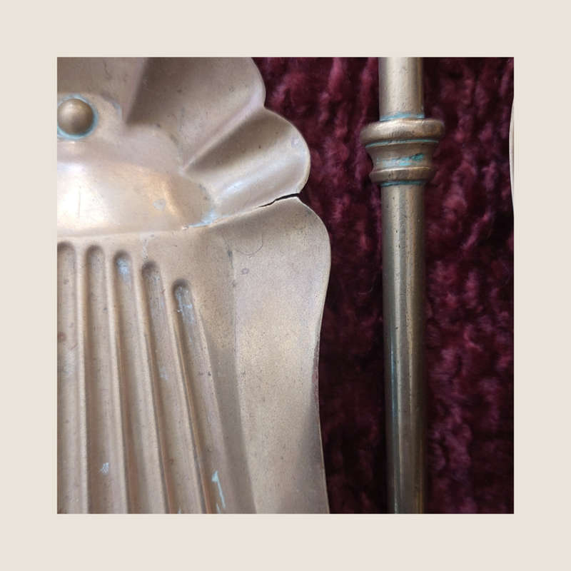 Vintage Solid Brass Fireplace Tools