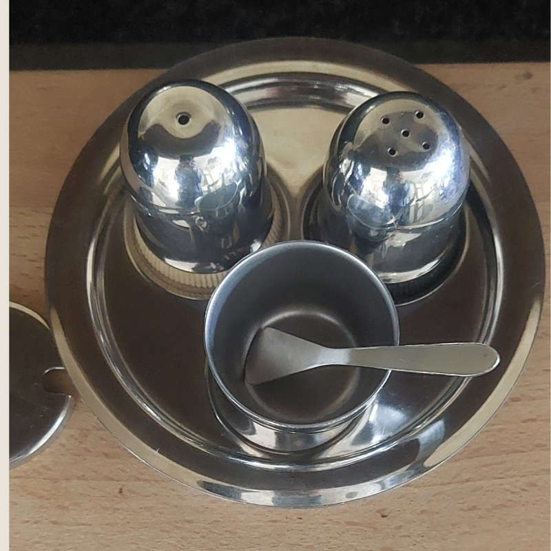 Vintage Stainless Steel Condiment Set