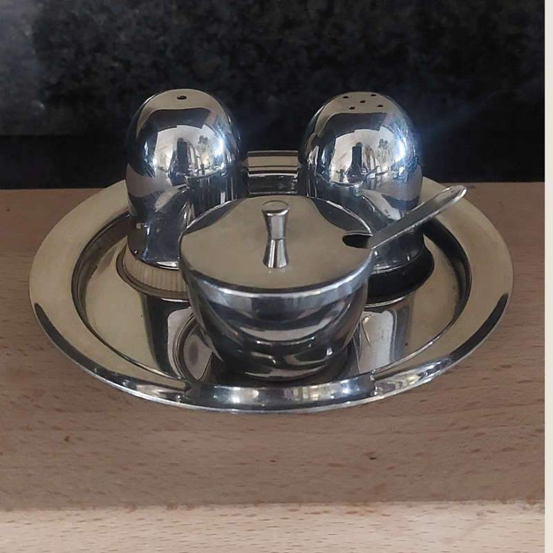 Vintage Stainless Steel Condiment Set