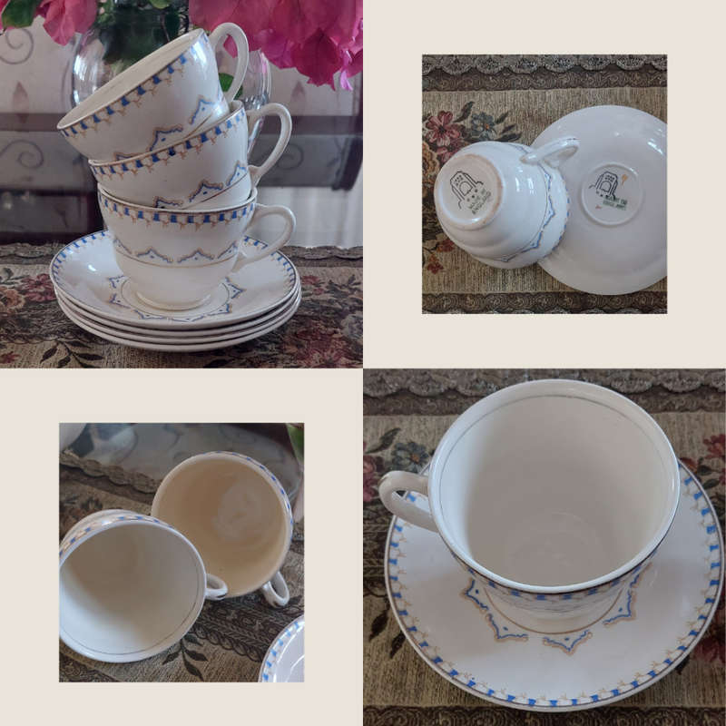 Cream and Blue 1949 UWB Commemorative Voortrekker Monument Tea Set