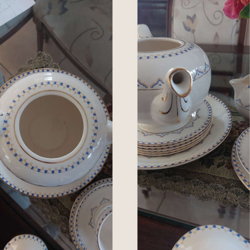 Cream and Blue 1949 UWB Commemorative Voortrekker Monument Tea Set