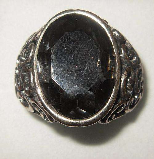Silver ring with black stone - size 19