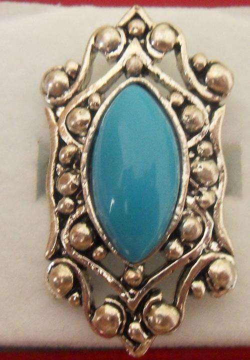 Silver ring with blue stone - Size ajustable